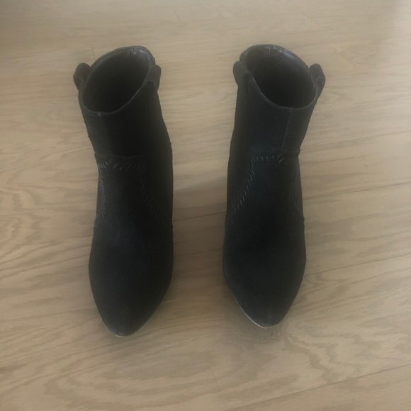 Rebecca Minkoff Bianca Black Suede Wedge Bootie - Picture 2 of 7